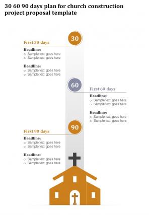 30 60 90 Days Plan For Church Construction Project One Pager Sample Example Document