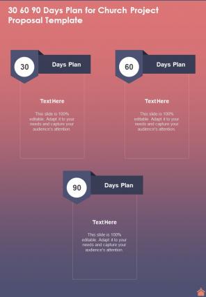 30 60 90 Days Plan For Church Project Template One Pager Sample Example Document