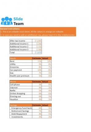 50 30 20 Rule Budget Excel Spreadsheet Worksheet Xlcsv XL Bundle V Adaptable Multipurpose