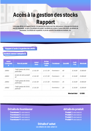 Rapport d'accès à la gestion des stocks rapport de présentation infographie ppt document pdf