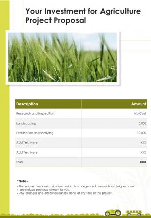 A4 agriculture project proposal template