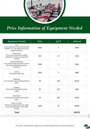 A4 catering proposal template