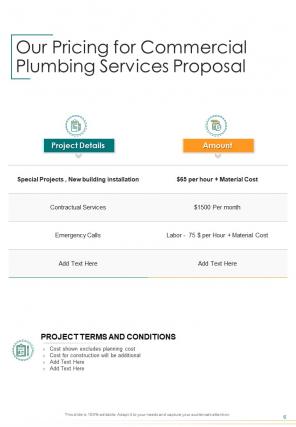 A4 commercial plumbing services proposal template