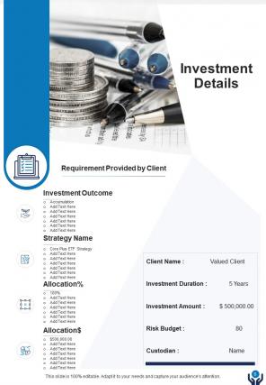 A4 investment advice proposal template