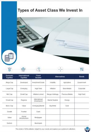 A4 investment advice proposal template