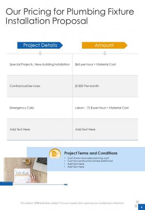 A4 plumbing fixture installation proposal template