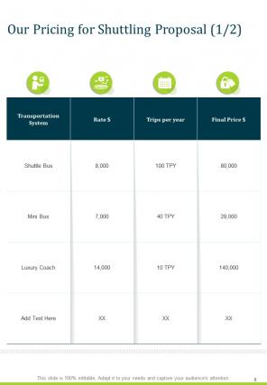 A4 shuttling proposal template