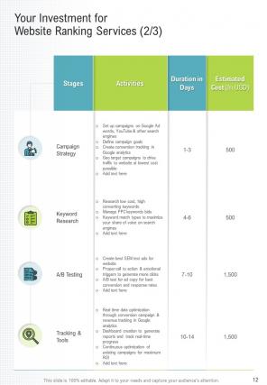 A4 website ranking proposal template