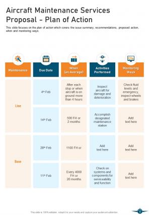 Aircraft maintenance services proposal example document report doc pdf ppt