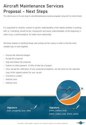 Aircraft maintenance services proposal example document report doc pdf ppt