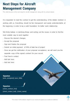 Aircraft management proposal example document report doc pdf ppt