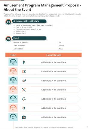 Amusement program management proposal sample document report doc pdf ppt