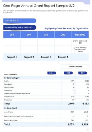 Annual grant report sample pdf doc ppt document report template