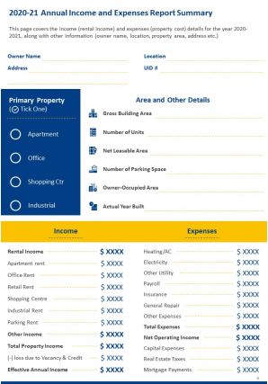 Annual property expense report template pdf doc ppt document report template