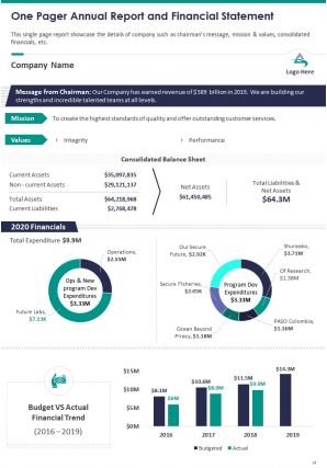 Annual Report And Financial Statement Pdf Doc Ppt Document Report Template