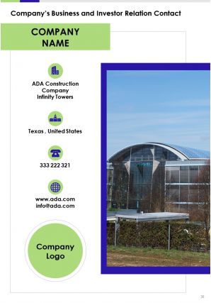 Annual report for construction company 2020 2021 pdf doc ppt document report template