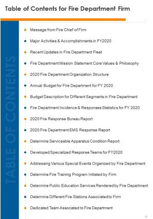 Annual report for fire department firm pdf doc ppt document report template