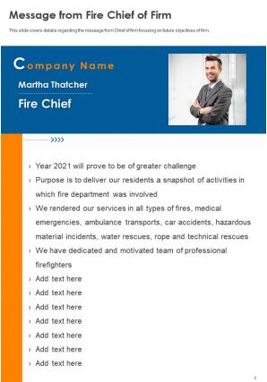 Annual report for fire department firm pdf doc ppt document report template