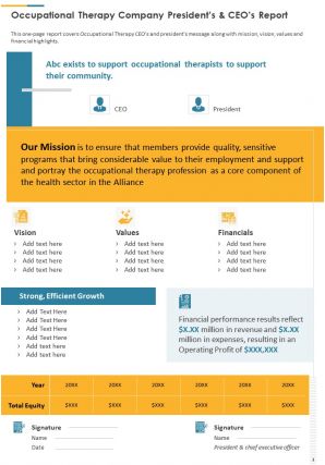 Annual report for occupational therapy pdf doc ppt document report template