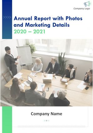 Annual report with photos and marketing details pdf doc ppt document report template