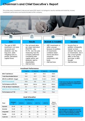 Annual Reports For Investment Clubs Pdf Doc Ppt Document Report Template