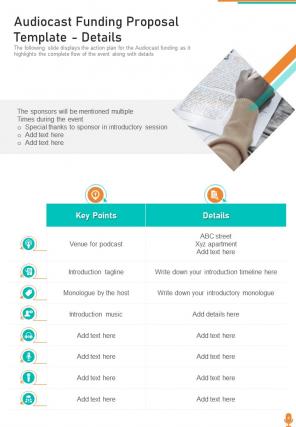 Audiocast funding proposal example document report doc pdf ppt