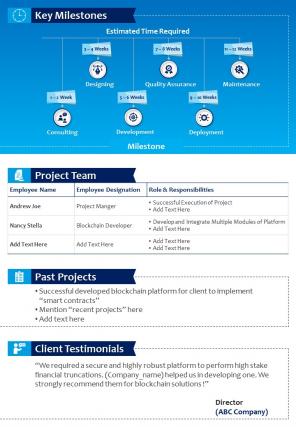 Bi fold blockchain theme proposal for distributed ledger document report pdf ppt template