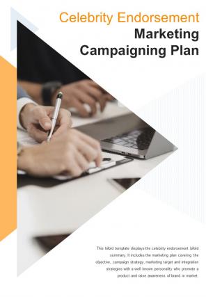 Bi fold celebrity endorsement marketing campaigning plan document report pdf ppt template