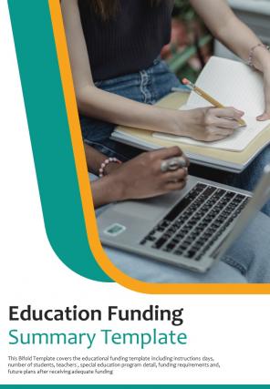 Bi fold education funding summary document report pdf ppt template