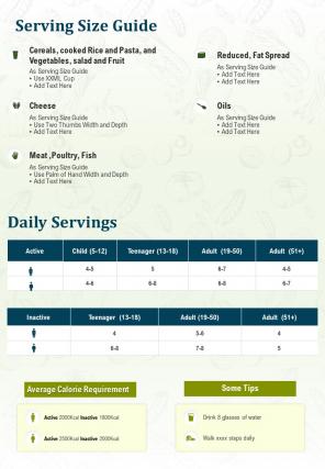 Bi fold food fact sheet document report pdf ppt template