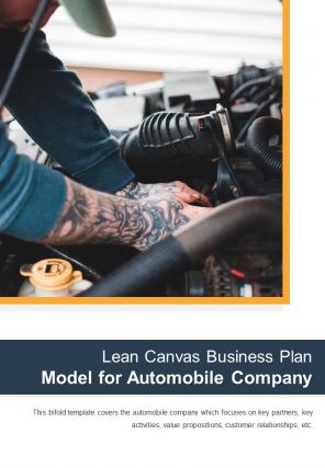 Bi fold lean canvas business plan model for automobile company document report pdf ppt template one pager