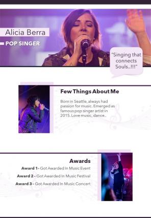 Bi fold music artist website document report pdf ppt template