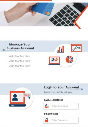 Bi fold online banking login infographic design document report pdf ppt template