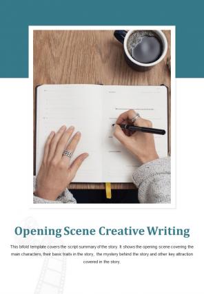 Bi fold opening scene creative writing document report pdf ppt template one pager