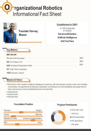 Bi fold organizational robotics informational document report pdf ppt template