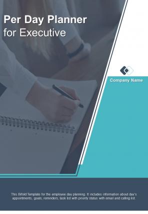 Bi fold per day planner for executive document report pdf ppt template