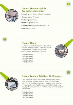 Bi fold product updates request sheet document report pdf ppt template