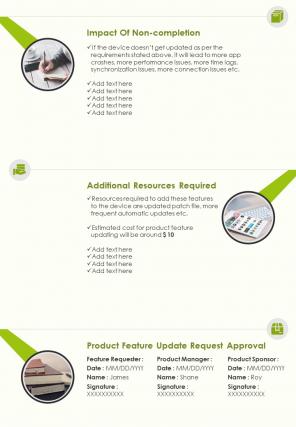 Bi fold product updates request sheet document report pdf ppt template