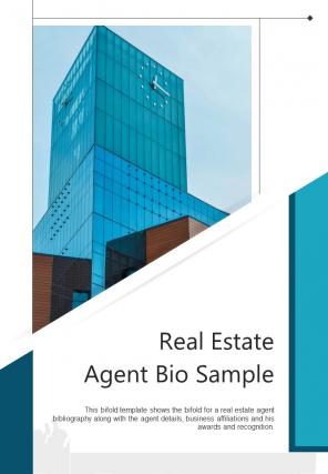 Bi fold real estate agent bio sample document report pdf ppt template one pager