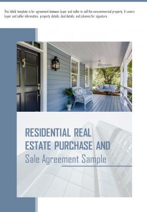 Bi fold residential real estate purchase and sale agreement sample document report pdf ppt template