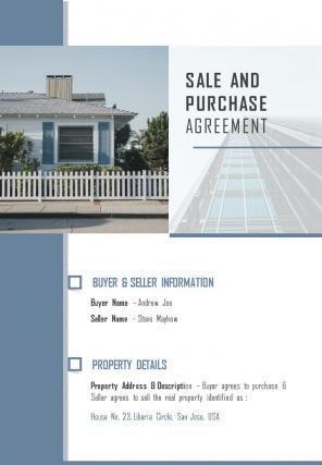 Bi fold residential real estate purchase and sale agreement sample document report pdf ppt template