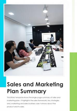 Bi fold sales and marketing plan summary document report pdf ppt template one pager