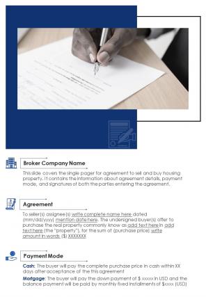 Bi fold sample for residential real estate purchase and sale agreement document report pdf ppt template