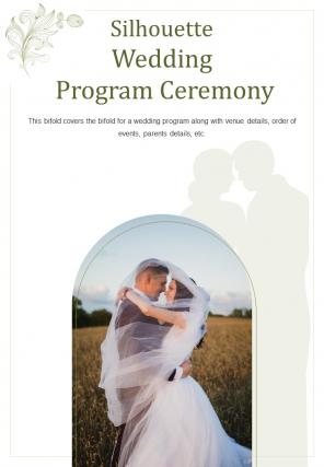 Bi fold silhouette wedding program ceremony document report pdf ppt template one pager