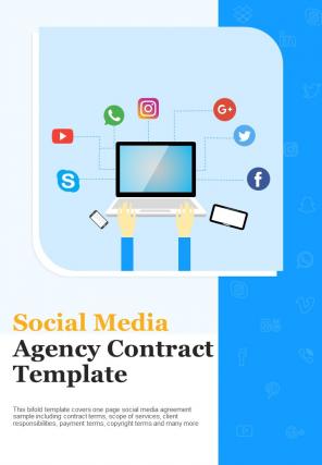 Bi fold social media agency contract template document report pdf ppt one pager