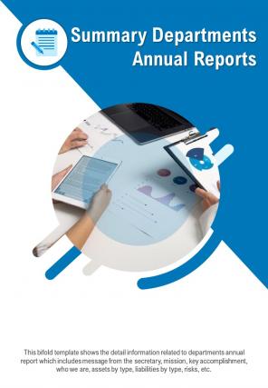 Bi fold summary departments annual document report pdf ppt template