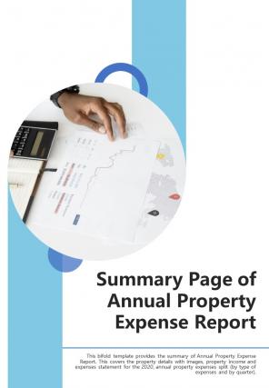 Bi fold summary page of annual property expense document report pdf ppt template