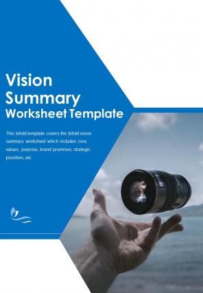 Bi fold vision summary worksheet template document report pdf ppt one pager