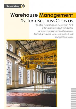 Bi fold warehouse management system business canvas document report pdf ppt template