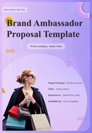 Brand Ambassador Proposal Template Report Sample Example Document